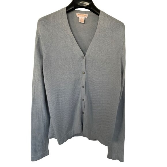 Vintage Brooks Brothers Blue Cardigan Button Down Silk Blend Size M Preppy - Picture 4 of 7